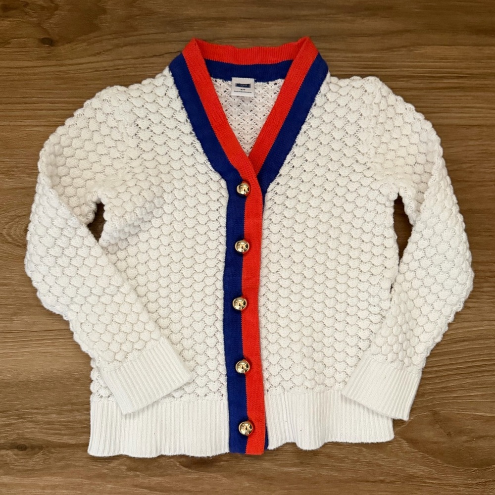 Janie and Jack sz 2T Toddler Girls White Crochet Knit Cardigan Sweater